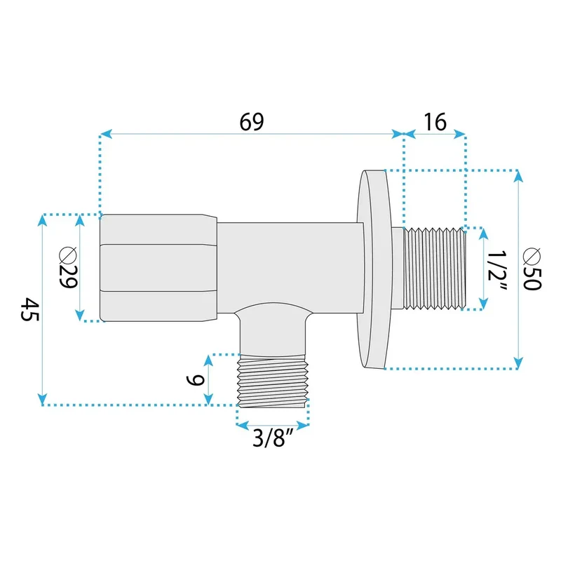 Eckventil 02 1/2" x 3/8" Gold