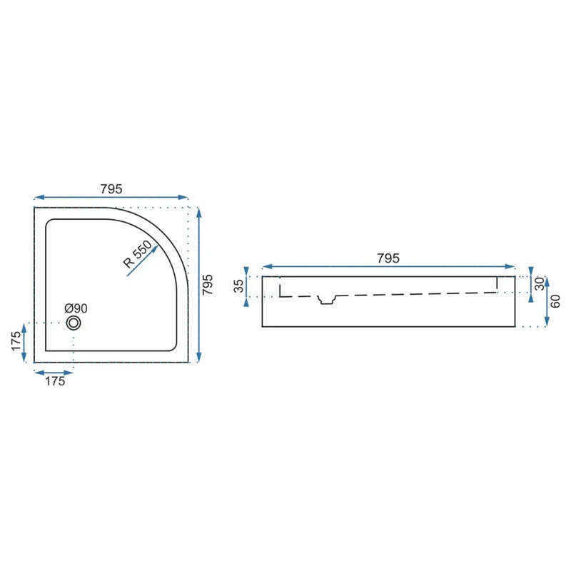 Duschwanne Look – Weiß 80 × 80 cm