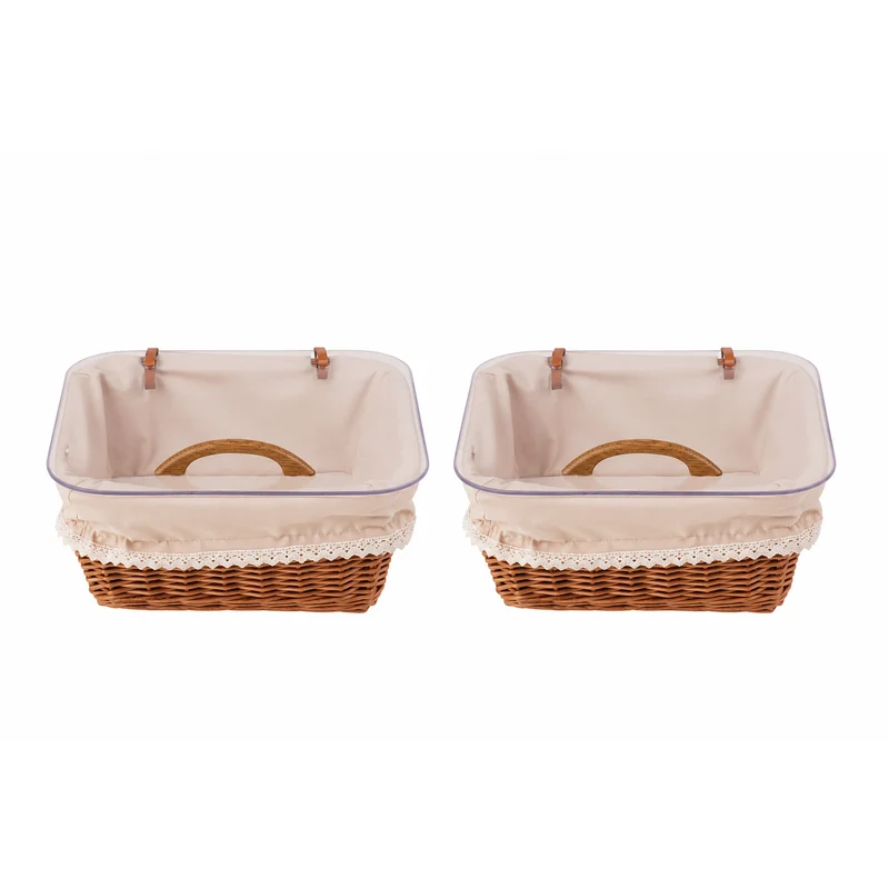 Laro wicker bread basket for display with beige trim and transparent lid – set of 2 TheWickerStories
