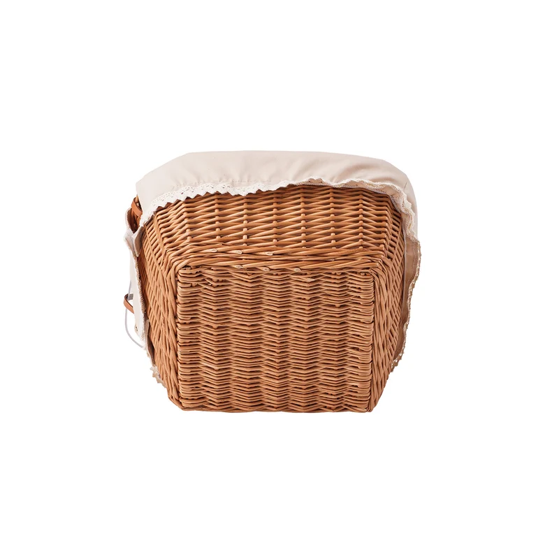 Laro wicker bread basket for display with beige trim and transparent lid – set of 2 TheWickerStories