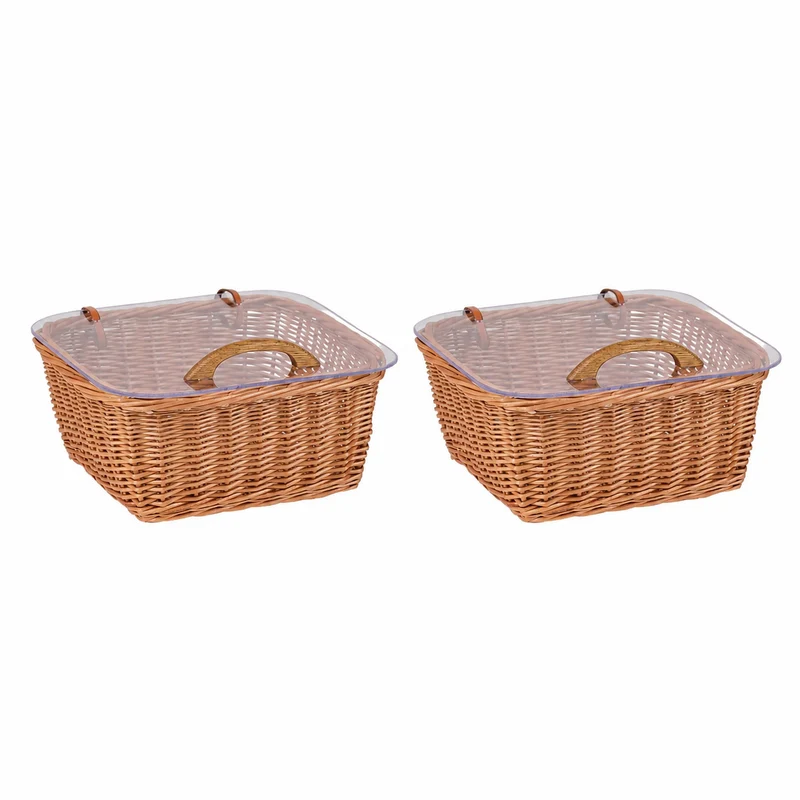 Laro wicker bread display basket with lid, set of 2 by TheWickerStories