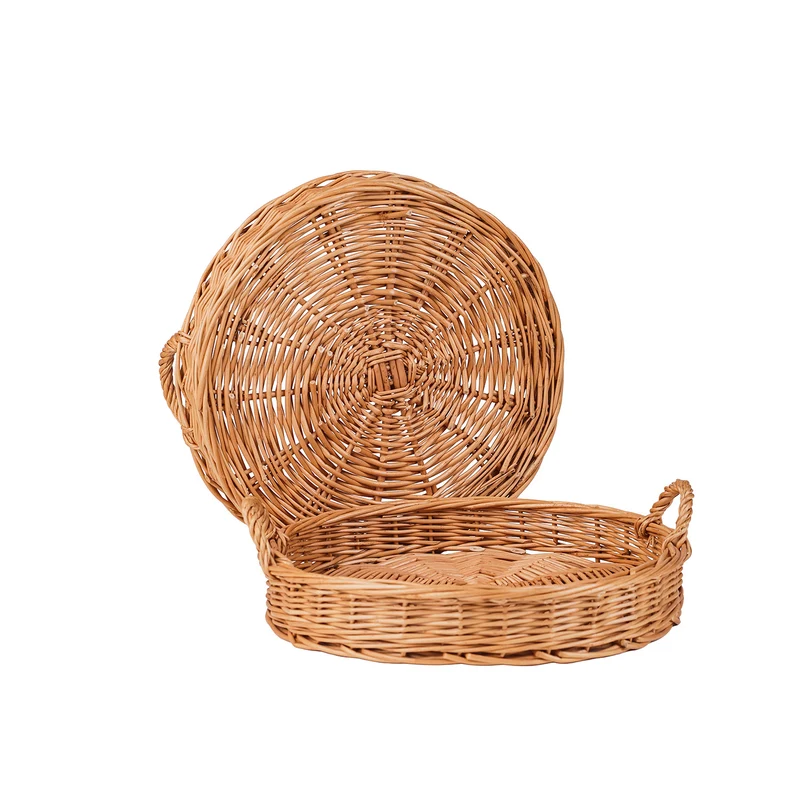 Zafir round wicker tray, display basket, pastry basket, set of 2 TheWickerStories