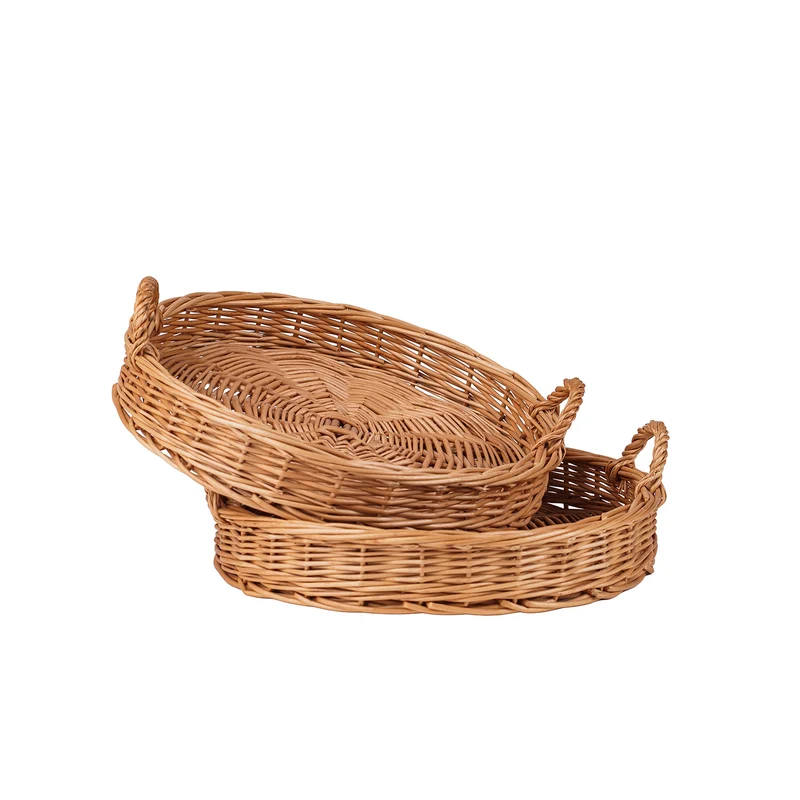 Zafir round wicker tray, display basket, pastry basket, set of 2 TheWickerStories