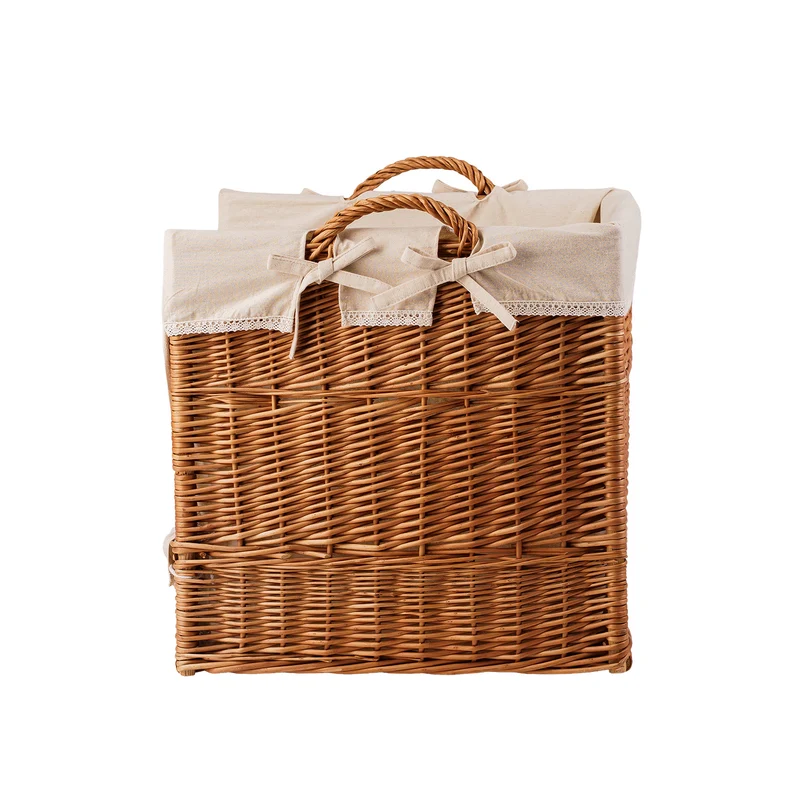 Bretia wicker display basket, baguette stand, bread display with trim TheWickerStories