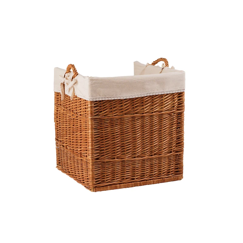 Bretia wicker display basket, baguette stand, bread display with trim TheWickerStories