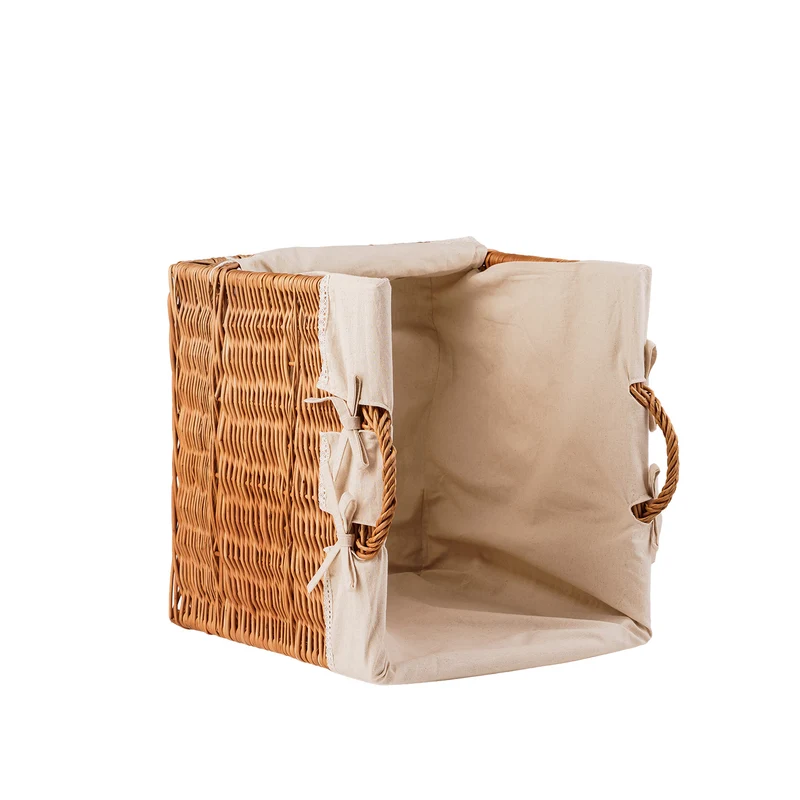 Bretia wicker display basket, baguette stand, bread display with trim TheWickerStories