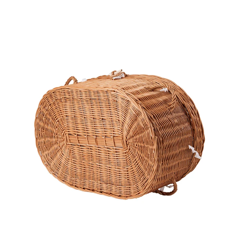 Memoria wicker coffin for animals with white trim and cushion TheWickerStories