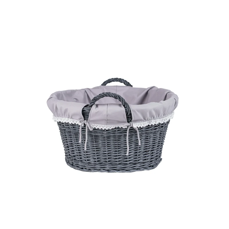Milvus wicker storage basket with gray trim TheWickerStories