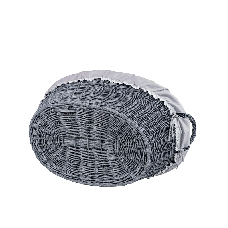 Milvus wicker storage basket with gray trim TheWickerStories