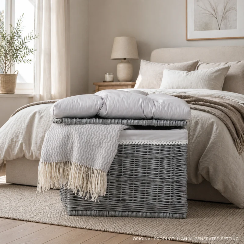 Kogio wicker trunk with lid and cushion TheWickerStories