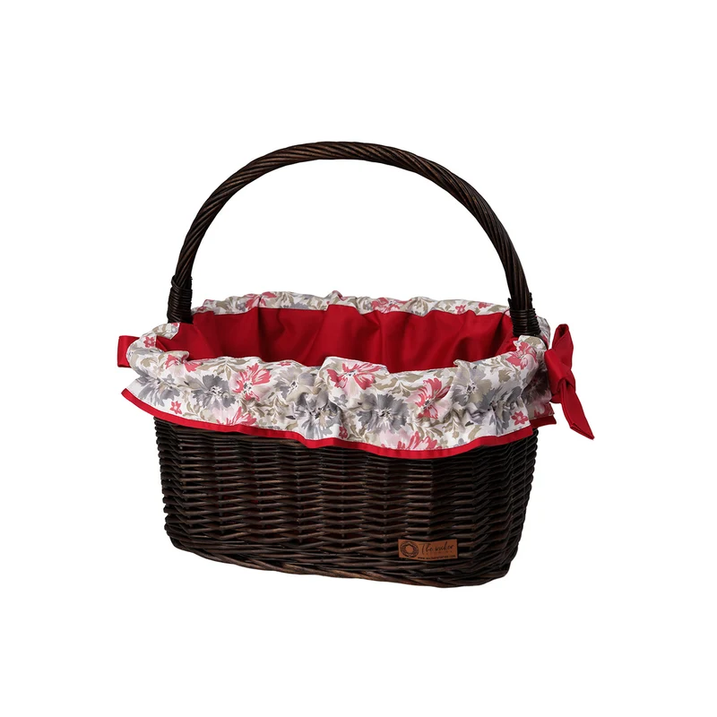Wernis wicker shopping basket with red trim, with handle TheWickerStories
