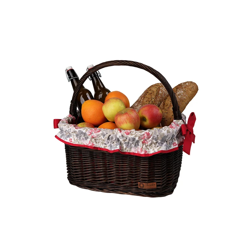 Wernis wicker shopping basket with red trim, with handle TheWickerStories