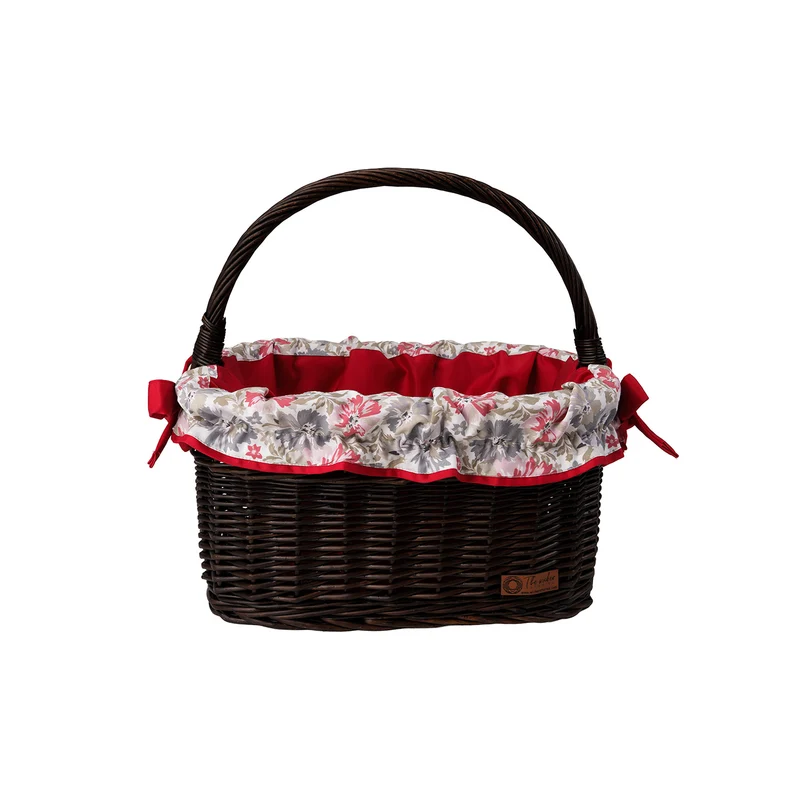 Wernis wicker shopping basket with red trim, with handle TheWickerStories