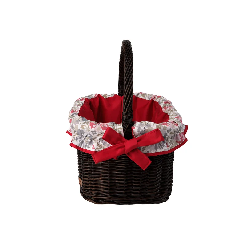 Wernis wicker shopping basket with red trim, with handle TheWickerStories