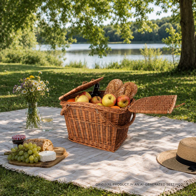 Kastulia wicker picnic basket, shopping basket with handles and lid TheWickerStories