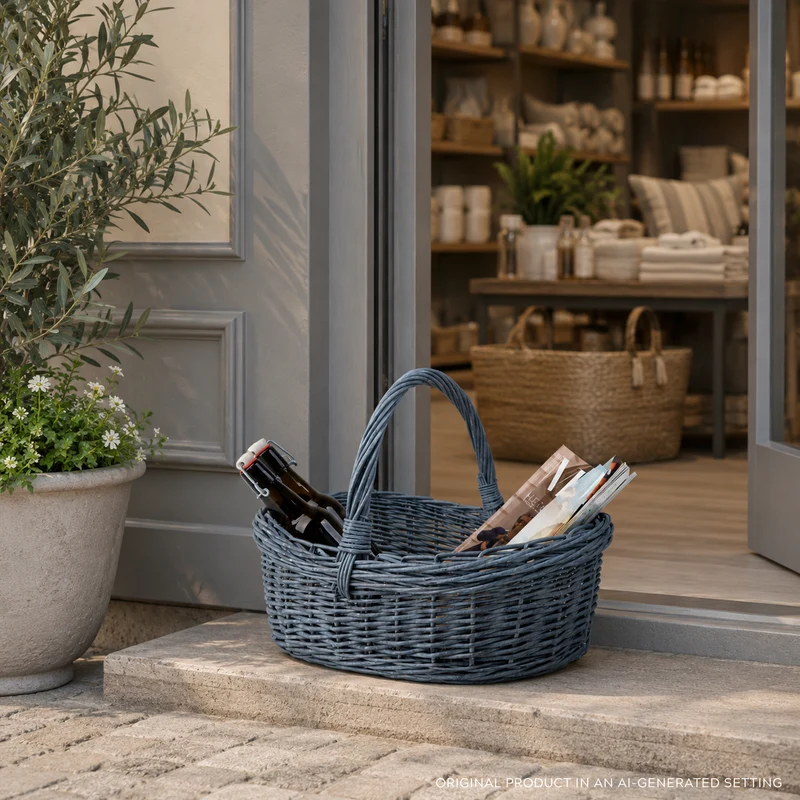 Wenevre wicker shopping and picnic basket with handle TheWickerStories