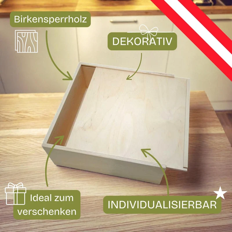 Genussbox mit Schiebedeckel 240x240x90 mm