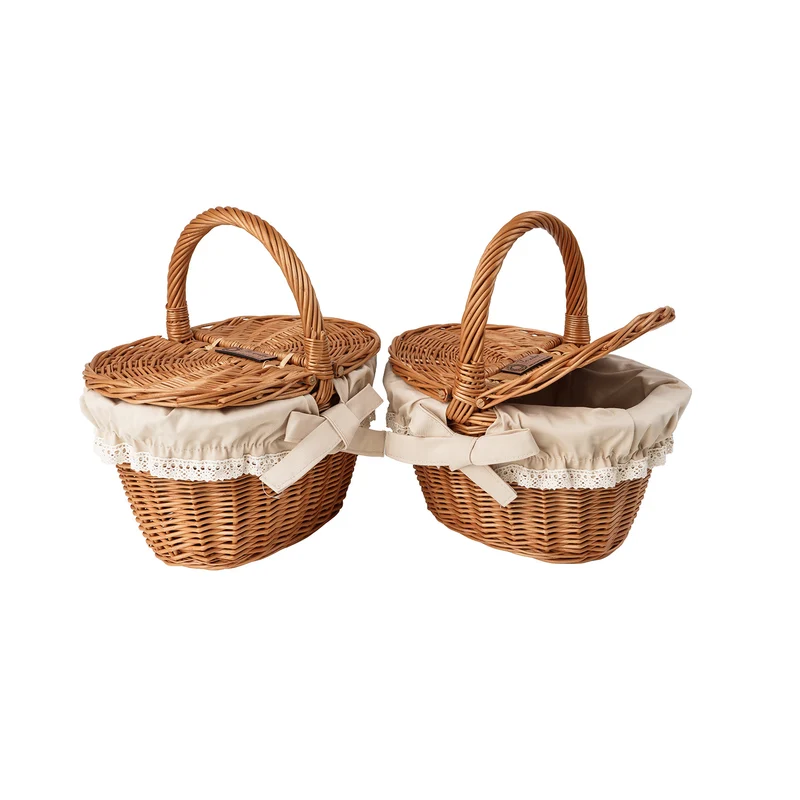 Kastalia wicker basket for children for picnic and play – set of 2, with beige trim, TheWickerStories