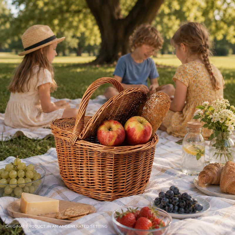 Kastalia wicker picnic basket with lid and handle TheWickerStories