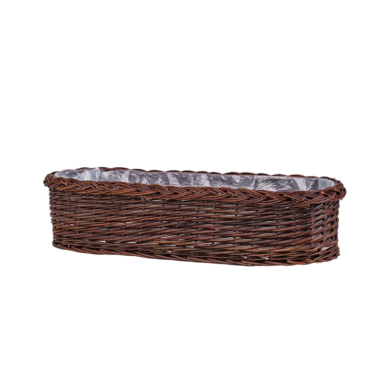 Fivina wicker garden planter, plant basket, wicker flower box with plastic liner TheWickerStories