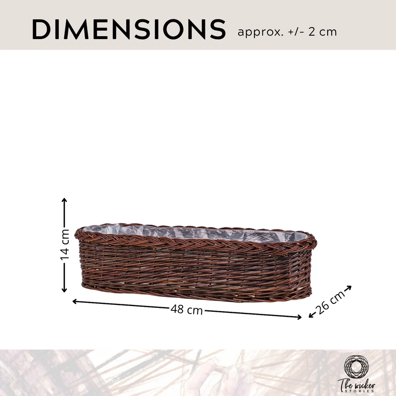 Fivina wicker garden planter, plant basket, wicker flower box with plastic liner TheWickerStories