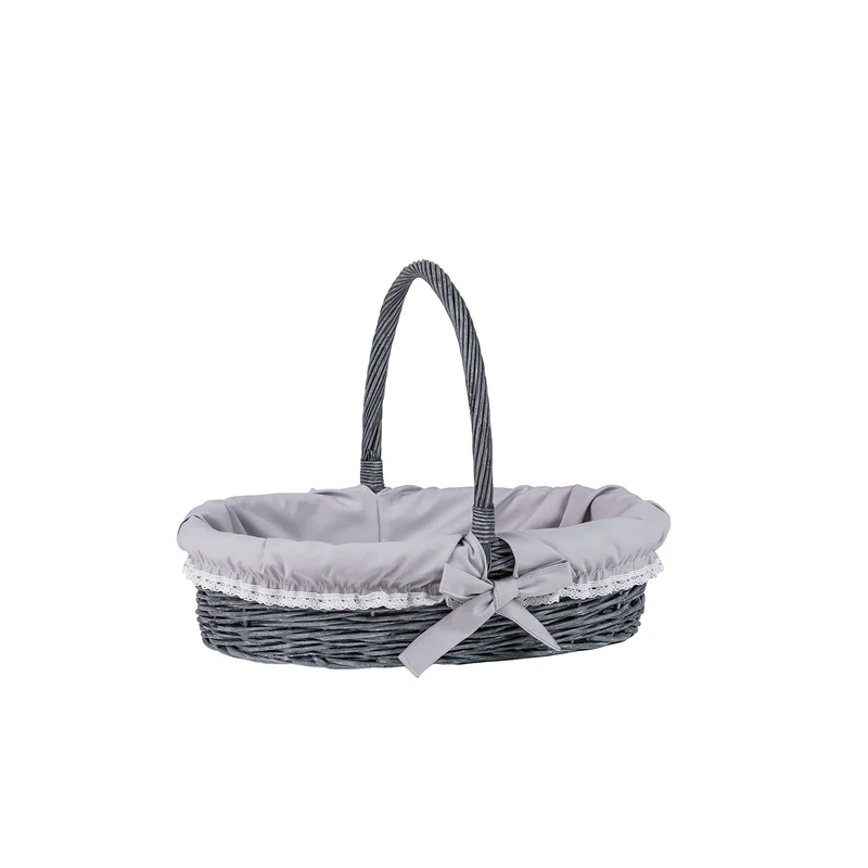 Zerena wicker display basket with gray trim TheWickerStories