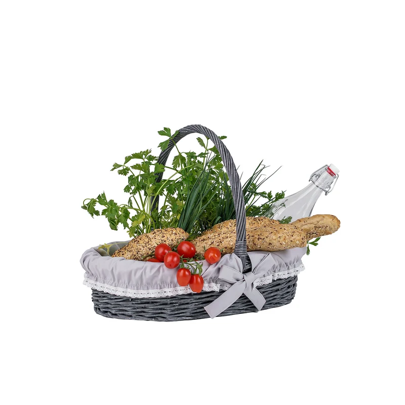 Zerena wicker display basket with gray trim TheWickerStories