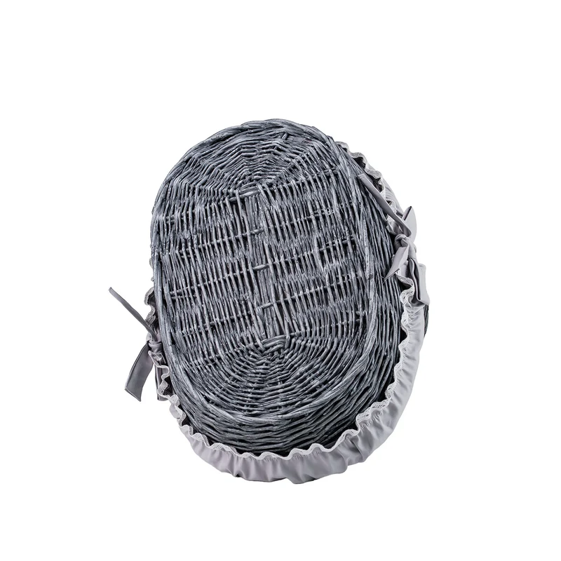 Zerena wicker display basket with gray trim TheWickerStories