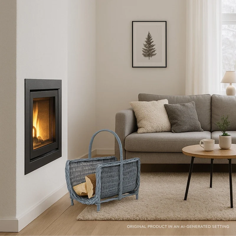 Ferla wicker fireplace log basket with handle TheWickerStories