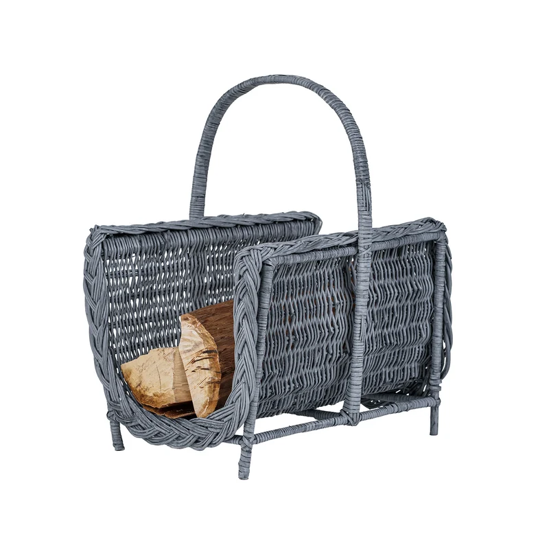 Ferla wicker fireplace log basket with handle TheWickerStories
