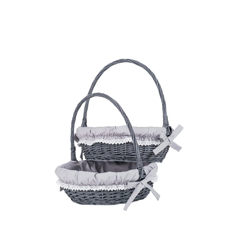 Zerena wicker display basket with gray trim TheWickerStories