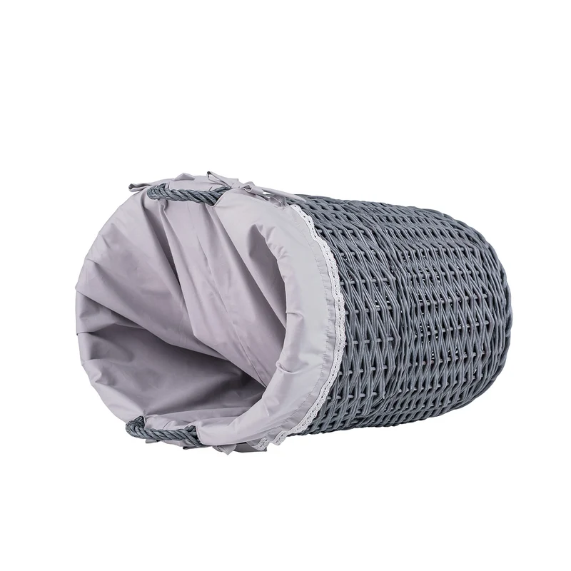 Celia wicker decorative storage basket with gray trim TheWickerStories