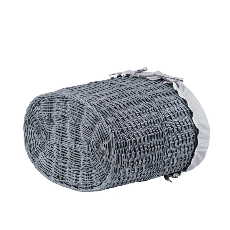 Celia wicker decorative storage basket with gray trim TheWickerStories