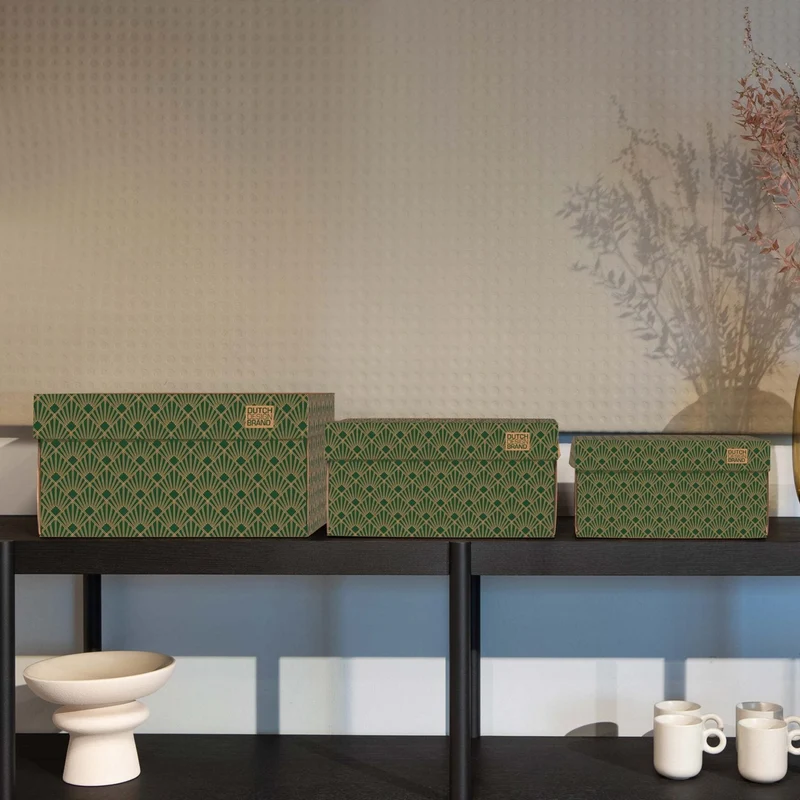 Art Deco Velvet Green Storage Box Small