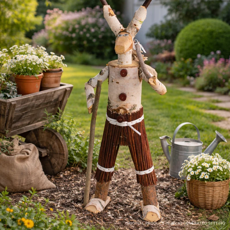 Lignum wooden decorative figurine made from birch for the garden TheWickerStories