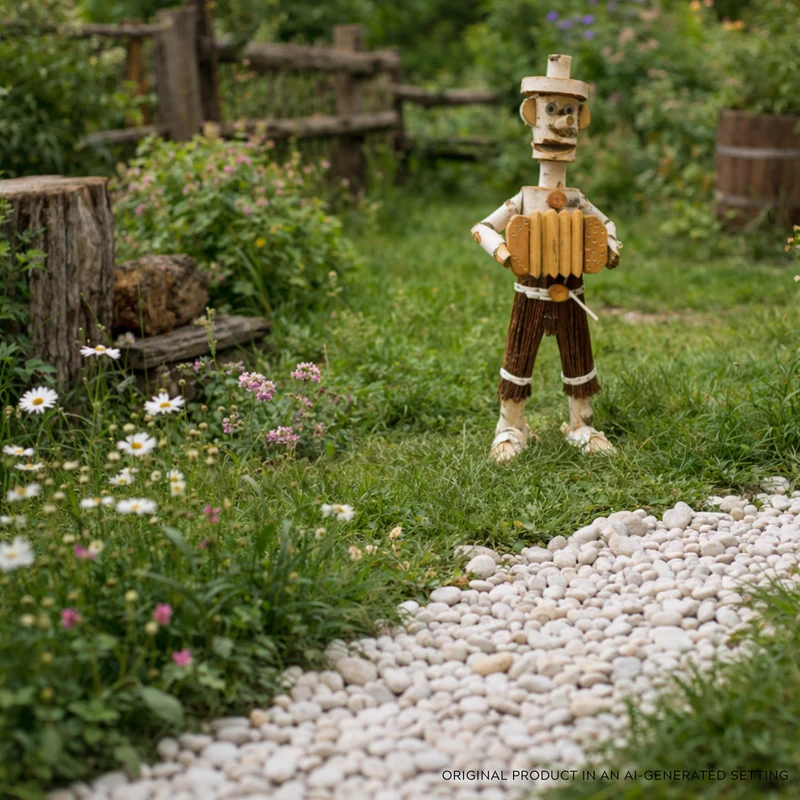 Lignum wooden decorative birch figurine for the garden – handmade garden decoration that complements wicker and rattan décor TheWickerStories