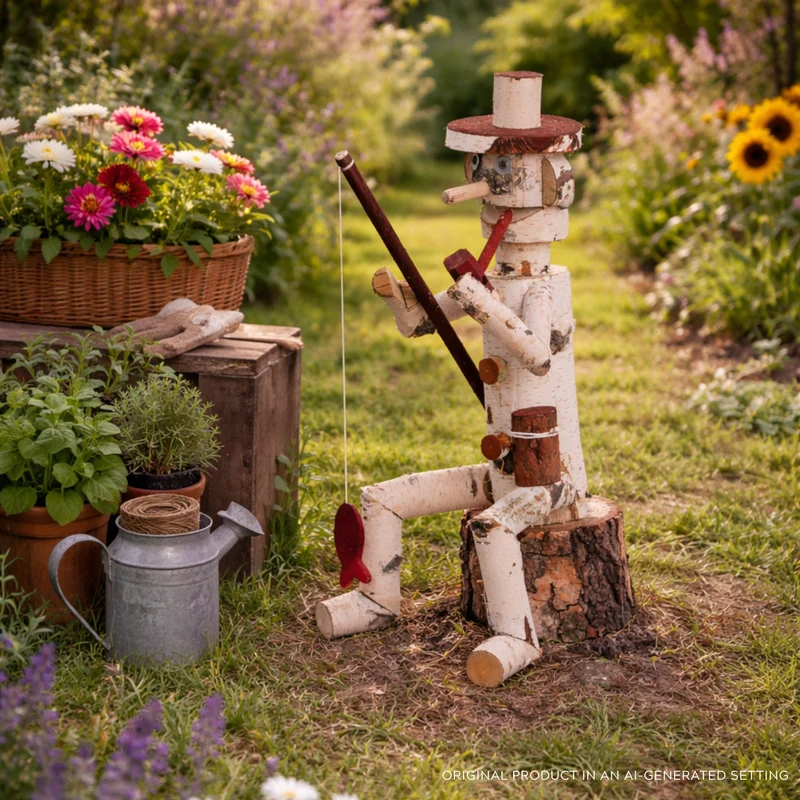 Lignum decorative wooden birch garden figurine | TheWickerStories