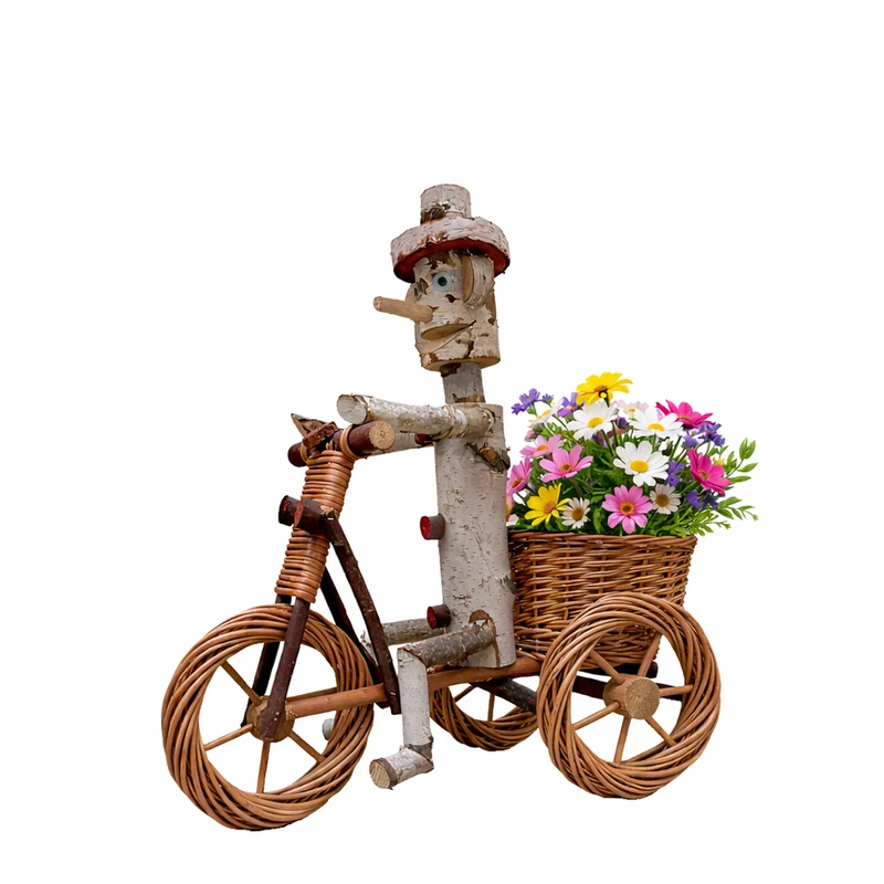 Lignum wooden decorative figurine with planter for the garden TheWickerStories