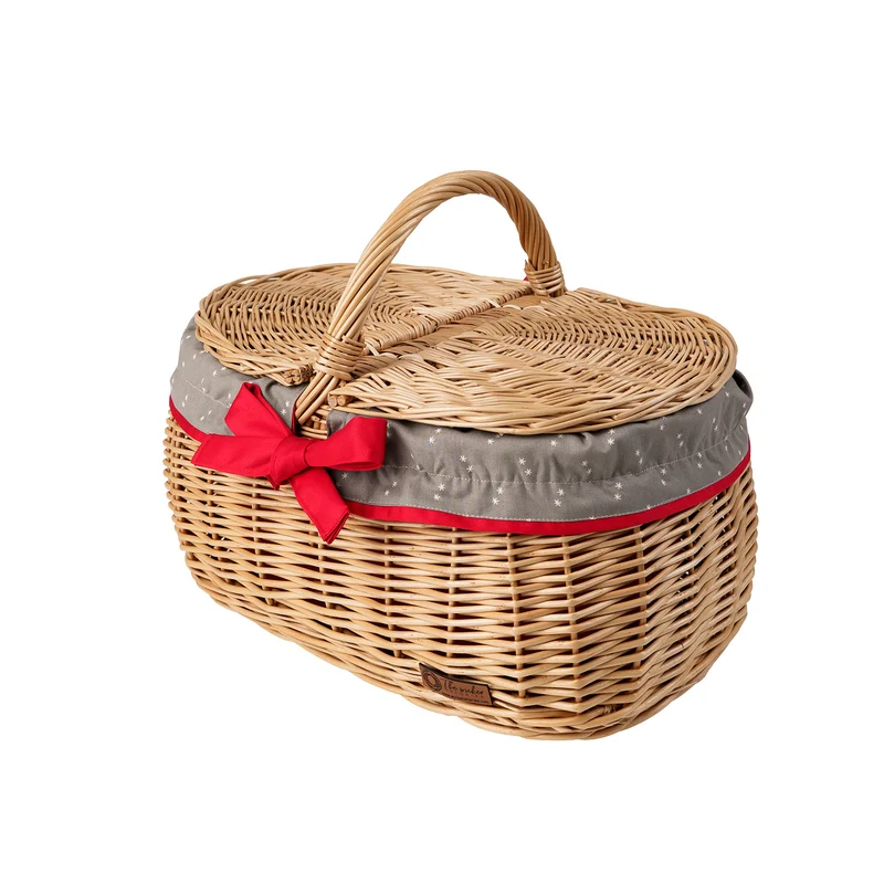 Kardia wicker picnic basket, shopping basket with lid and trim TheWickerStories