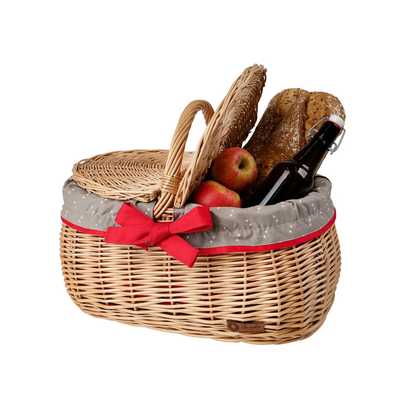 Kardia wicker picnic basket, shopping basket with lid and trim TheWickerStories