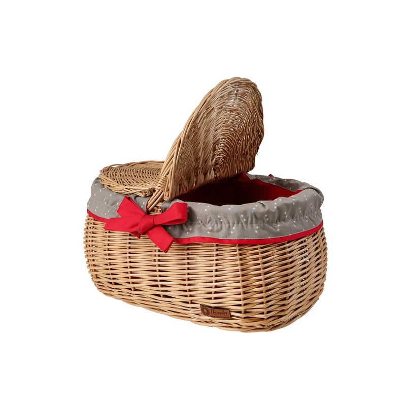 Kardia wicker picnic basket, shopping basket with lid and trim TheWickerStories