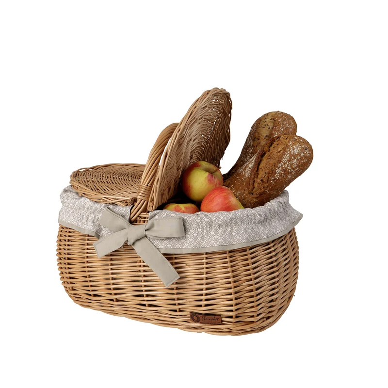 Kardia wicker picnic basket, shopping basket with lid and lining TheWickerStories