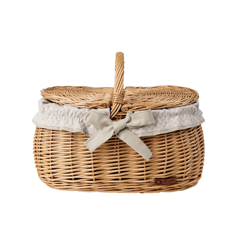 Kardia wicker picnic basket, shopping basket with lid and lining TheWickerStories