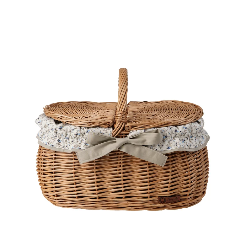 Kardia wicker picnic basket, shopping basket with lid and trim TheWickerStories