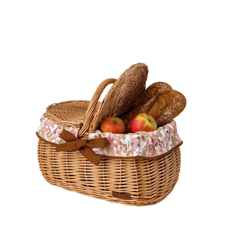 Kardia wicker picnic basket, shopping basket with lid and trim TheWickerStories