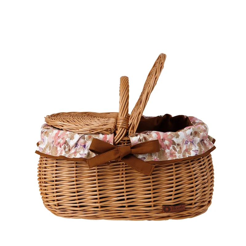 Kardia wicker picnic basket, shopping basket with lid and trim TheWickerStories