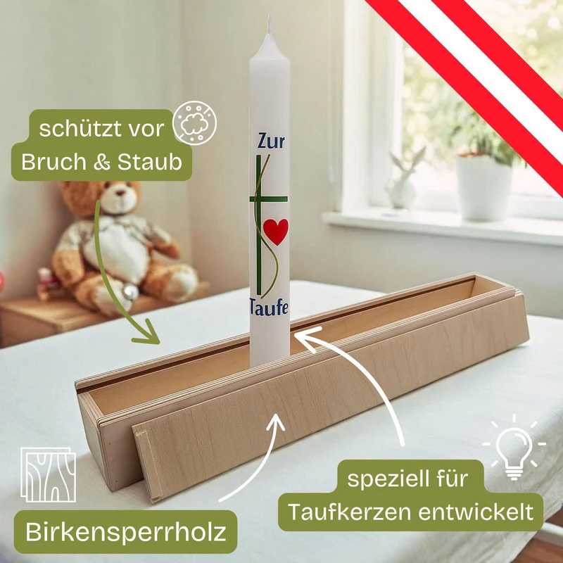 Taufkerzenkiste mit Schiebedeckel 450 x 48 x 48 mm