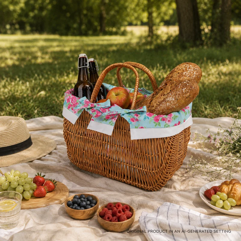 Werlissa wicker bag, women's handbag, picnic basket with handles and trim TheWickerStories