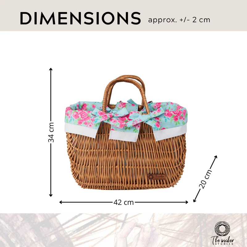 Werlissa wicker bag, women's handbag, picnic basket with handles and trim TheWickerStories