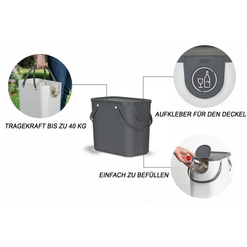 3er-Set ALBULA Recycling Müllsystem 25L - Anthrazit
